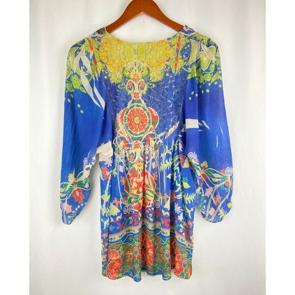 Mushka by Sienna Rose Top Women M Hippie Boho Beaded Lace Artsy Tunic Semi Sheer - Picture 2 of 10